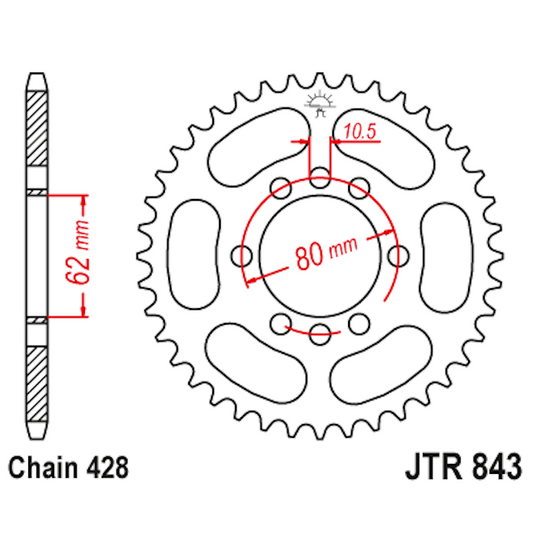Corona de Acero 45 Dientes JTR843 JT Sprockets JTR843.45