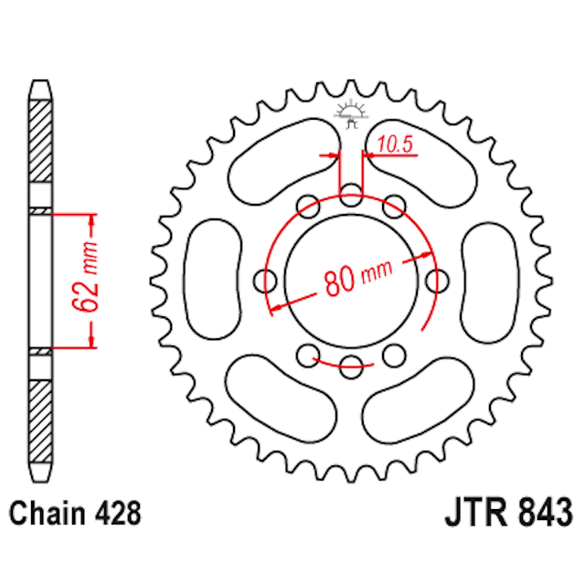 Corona de Acero 48 Dientes JTR843 JT Sprockets JTR843.48
