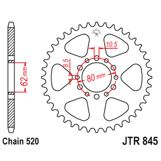 Cremalheira de Aço 45 Dentes JTR845 JT Sprockets