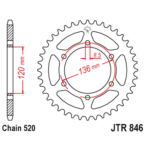 Corona de Acero 39 Dientes JTR846 JT Sprockets JTR846.39