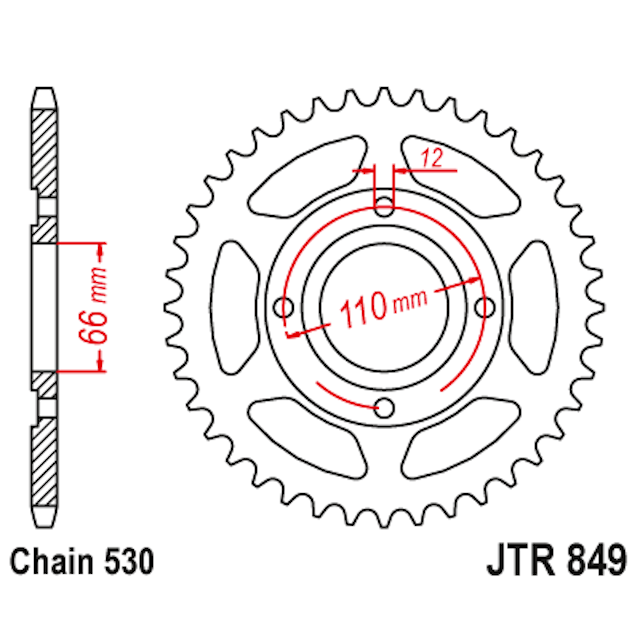 Corona de Acero 38 Dientes JTR849 JT Sprockets JTR849.38