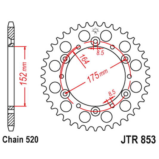 Corona de Acero 38 Dientes JTR853 JT Sprockets JTR853.38