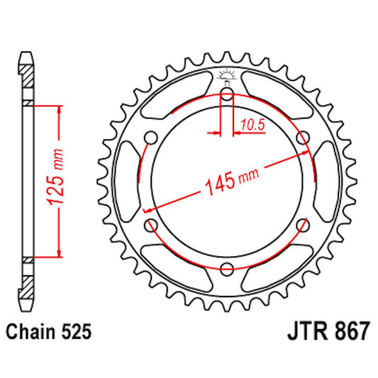 Corona de Acero 42 Dientes JTR867 JT Sprockets JTR867.42