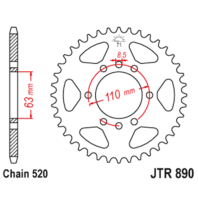 Corona de Acero 45 Dientes JTR890 JT Sprockets JTR890.45
