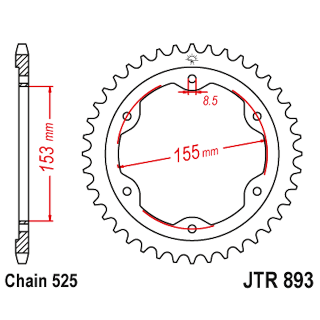 Corona de Acero 38 Dientes JTR893 JT Sprockets JTR893.38