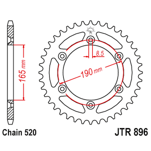 Corona de Acero 50 Dientes JTR896 JT Sprockets JTR896.50