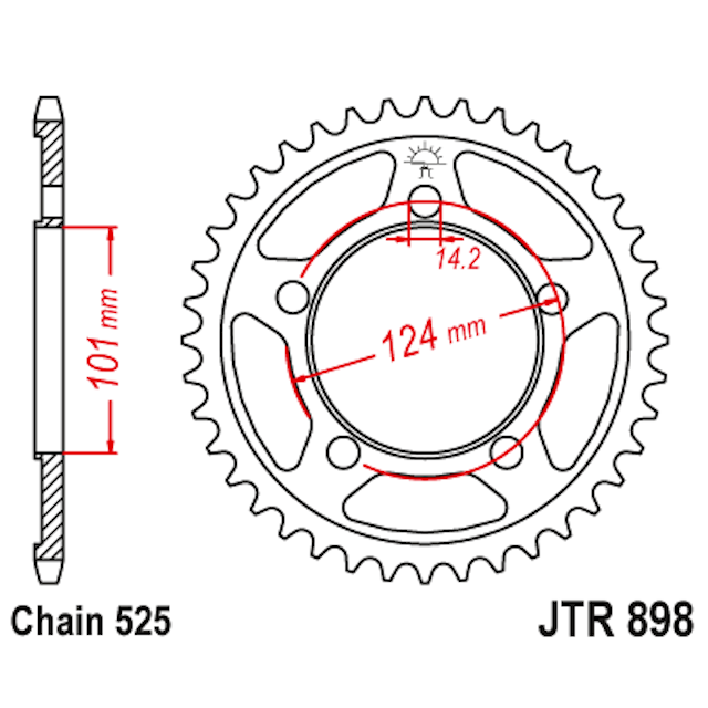 Corona de Acero 37 Dientes JTR898 JT Sprockets JTR898.37
