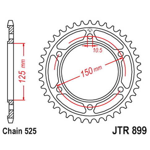 Corona de Acero 45 Dientes JTR899 JT Sprockets JTR899.45