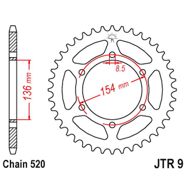 Corona de Acero 47 Dientes JTR9 JT Sprockets JTR9.47