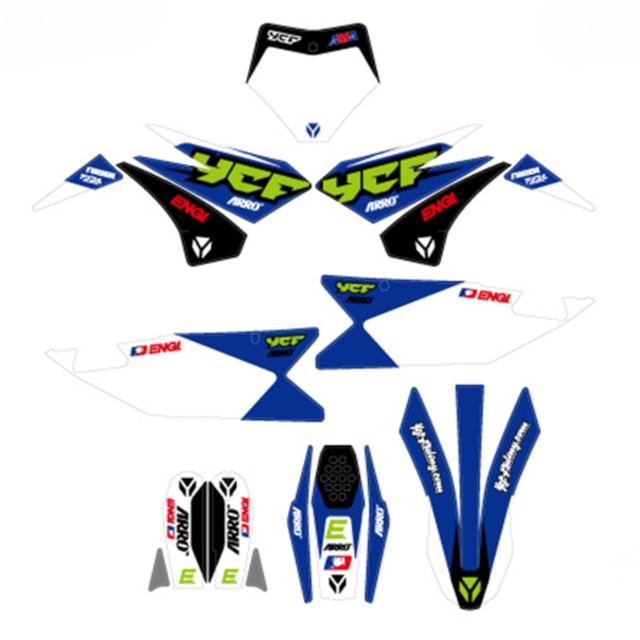 Kit de adhesivos racing YCF bigy 2022 Azul/Blanco KDBIGY-AFT22-BL