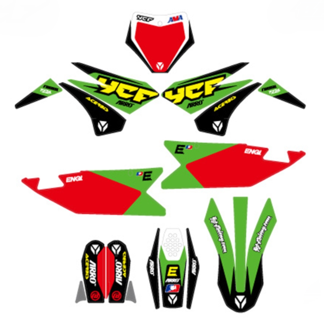 Kit de adhesivos racing YCF bigy 2022 Verde/Rojo KDBIGY-AFT22-GR