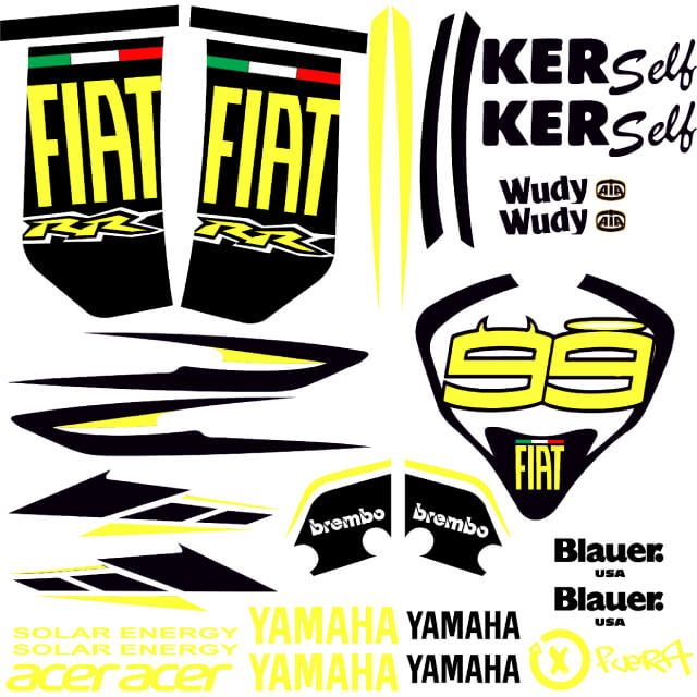 Kit de autocolantes Yamaha Jog R/RR fiat Lorenzo flúor