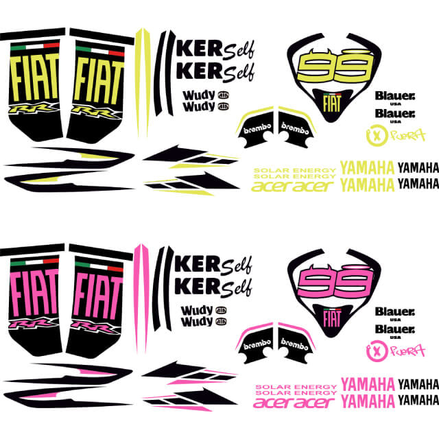 Kit de autocolantes Yamaha Jog R/RR fiat Lorenzo flúor