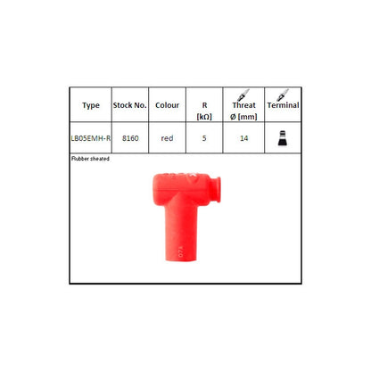 Cachimbo NGK silicone (vermelho) LB05EMH-R 90º