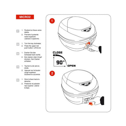 Baúl Monolock E300N2 Tour Bloque Micro 2 catadriópticos rojo 30 Litros Givi