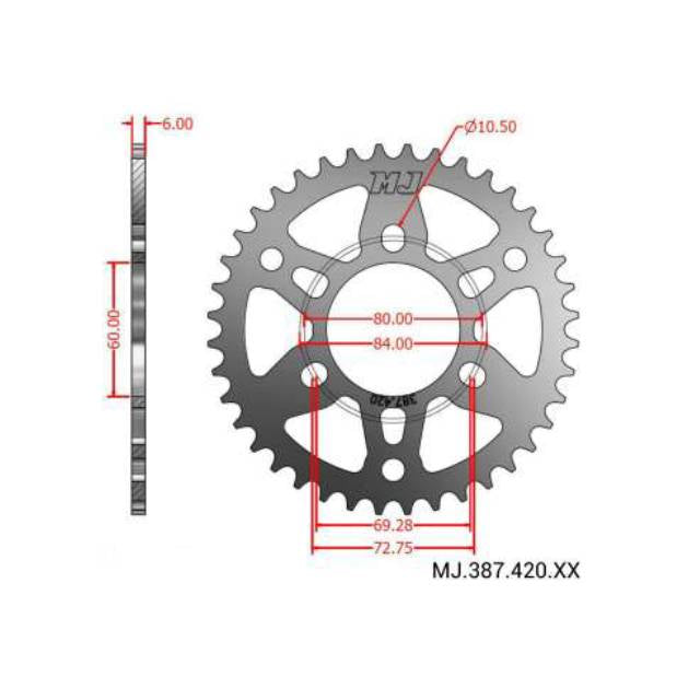 Corona de transmisión llantas ultra ligeras IMR 3T Pitbike paso 420 MJ Corse