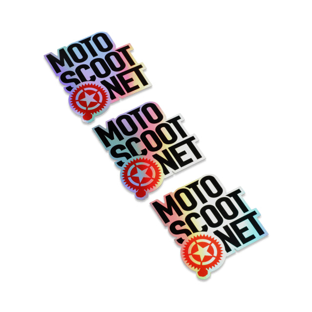 Motoscoot square holographic sticker - black