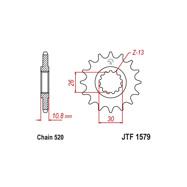 Piñon JT 1579 de acero con 15 dientes JTF1579.15