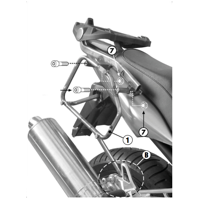 Portamaletas lateral Monokey-Retro-Fit Yamaha FZS Fazer 1000 03-05 Givi PL349