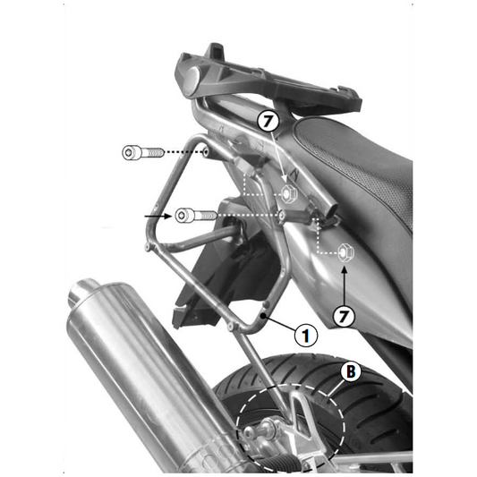 Suitcase rack lateral Monokey-Retro-Fit Yamaha FZS Fazer 1000 03-05 Givi