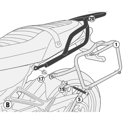 Support valises latéral Monokey-Retro-Fit Kawasaki Z900RS 2018 Givi