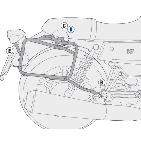 Suporte de malas lateral Monokey-Retro-Fit Motoguzzi V7 Stone/Special 2017 Givi