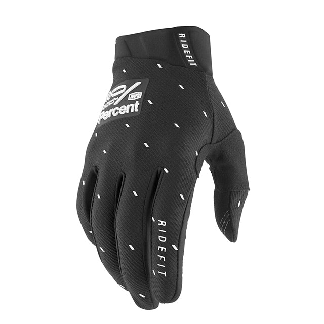 100% Ridefit Slasher black motocross gloves