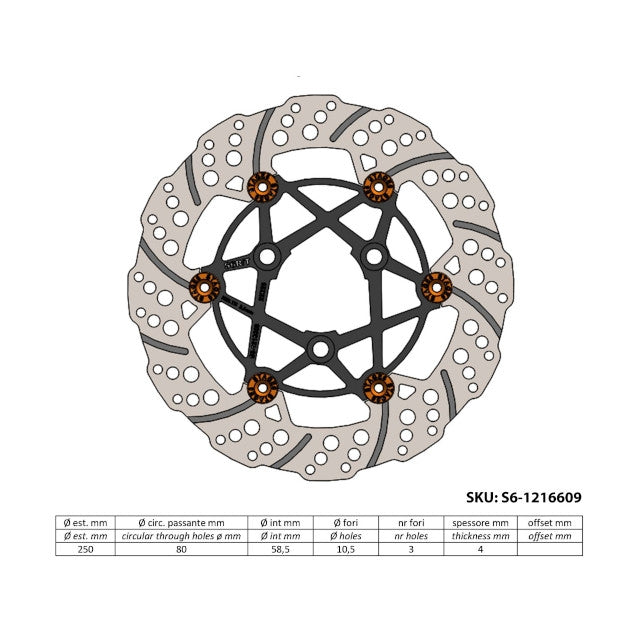 Disco de freno delantero flotante Yamaha Aerox / Jog d=250mm MK II Stage6 R/T