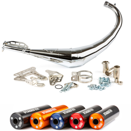 Stage6 StreetRace 50-70cc Derbi / Minarelli AM6 (CE) Exhaust - chromed
