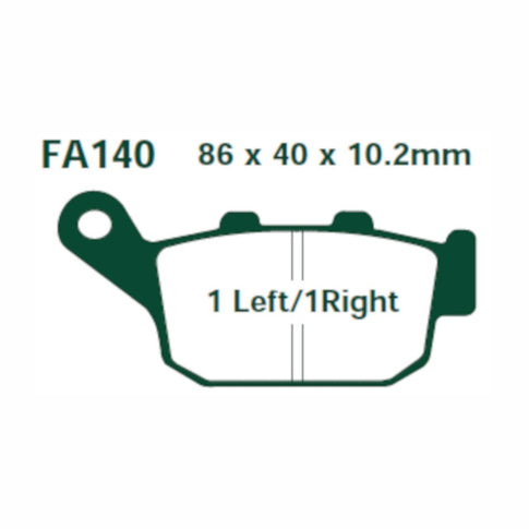 Pastillas de freno traseras Honda FES Pantheon 125-150 / Foresight 250 EBC - Orgánicas SFA140