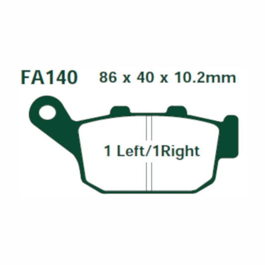 Pastillas de freno traseras Honda FES Pantheon 125-150 / Foresight 250 EBC - Orgánicas SFA140