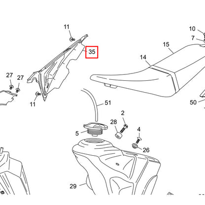 Cache latéral droit Sherco 50 >2012 bleu-blanc