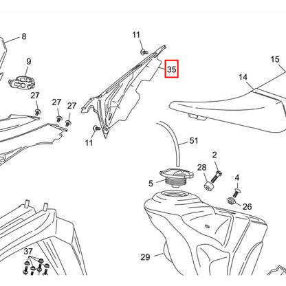 Right rear cover Sherco 50 >2012 - black