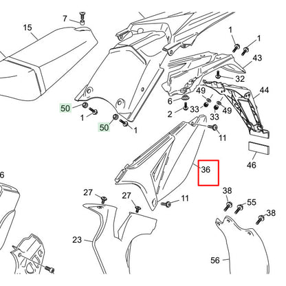 Left rear cover Sherco 50 >2012 - black