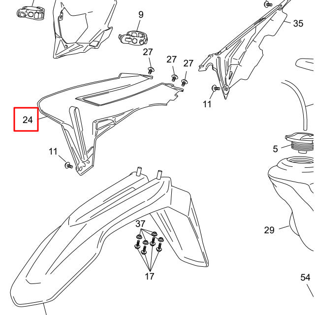 Right front side cover Sherco 50 >2012 - black