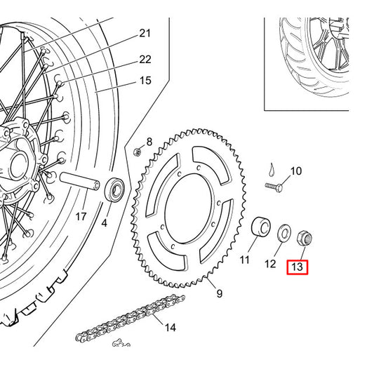 Rear wheel nut Sherco 50 M16x1.5