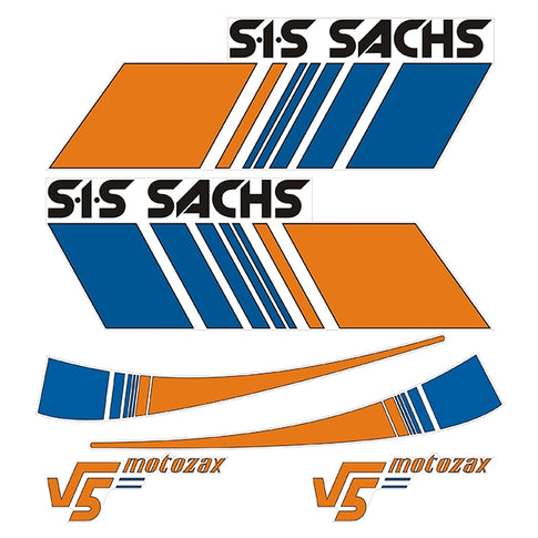 Kit pegatinas SIS SACHS V5 Motozax naranja-azul SIS001