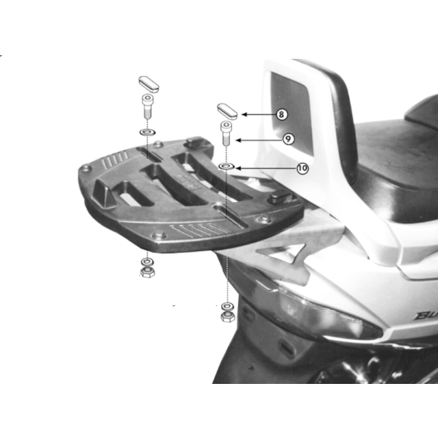Monolock Top Case Rack with Luggage Rack Suzuki AN Burgman 250/400 98-02 Givi