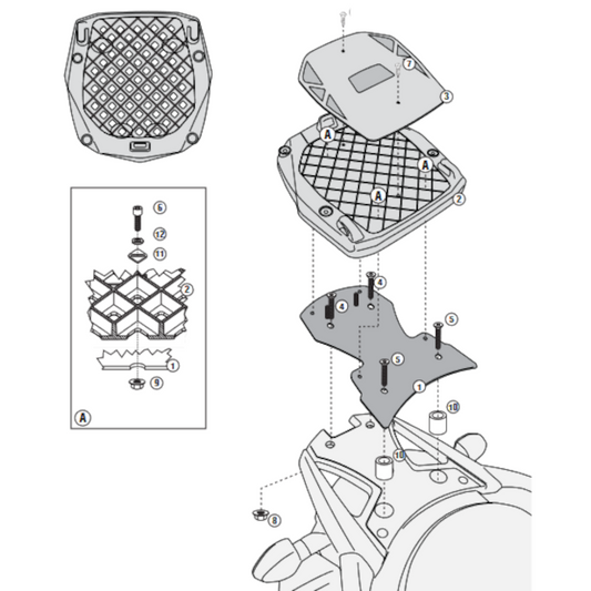 Soporte baúl con parrilla Monokey Suzuki DL V-Strom L2 650 11-13 Givi