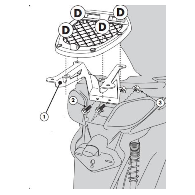 Support top case Monolock Yamaha X-Max 125/250 2010 Givi