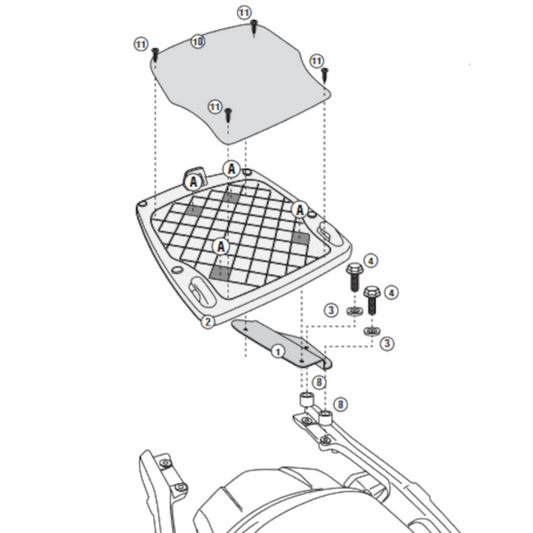 Soporte baúl con parrilla Monokey Kawasaki Versys 1000 12-15 Givi