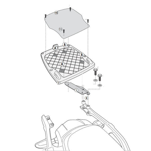 Soporte baúl con parrilla Monokey Kawasaki GTR 1400 07-11 Givi SR410
