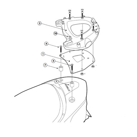Monokey Top Case Rack Support with Luggage Rack Kymco Downtown 125/300 09-11 Givi