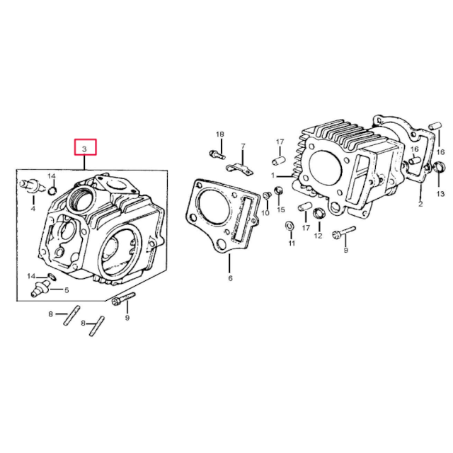 Culata Pitbike motor semi-auto 88 ZF