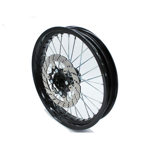 Llanta delantera aluminio completa 2.50x17" buje fundición Pitbike YCF - Negra YC110-0601-32-BK