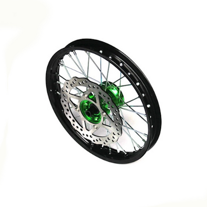 Llanta delantera aluminio completa 1.4x14" buje CNC Pitbike YCF