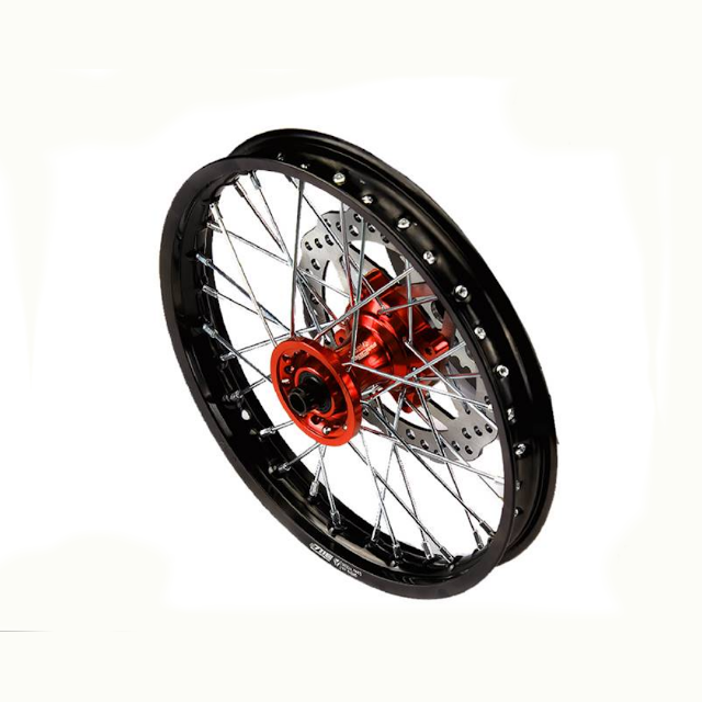 Llanta delantera aluminio completa 1.4x12" buje CNC Pitbike YCF
