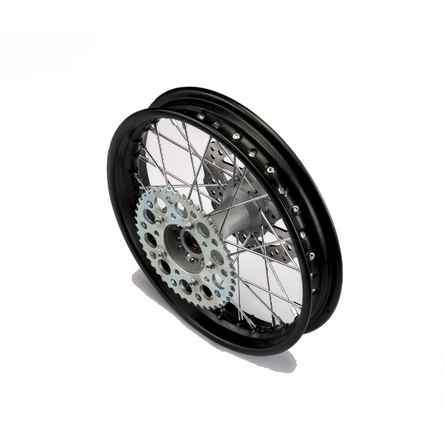 Llanta trasera aluminio 1.85x14 buje CNC con disco/corona Pitbike YCF >2021 - Negro/negro YC110-1101-29-BK
