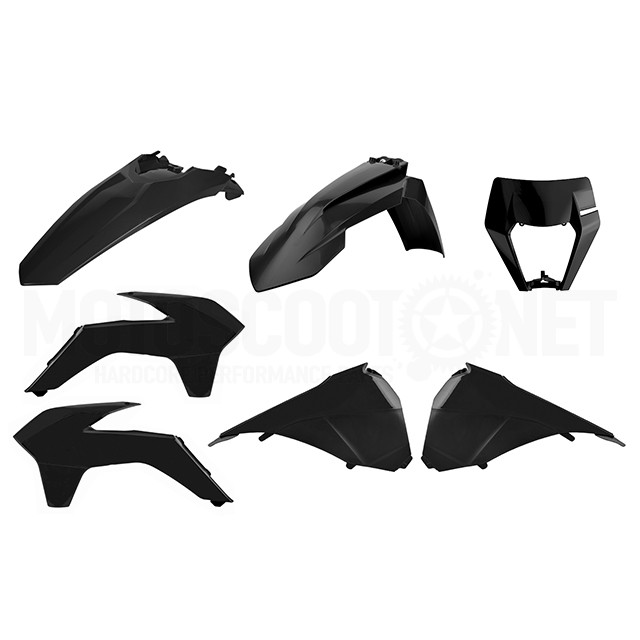 90880 - Kit de plásticos Restyling delanteros con mascara careta KTM EXC/EXC-F 14-16 Negro Polisport