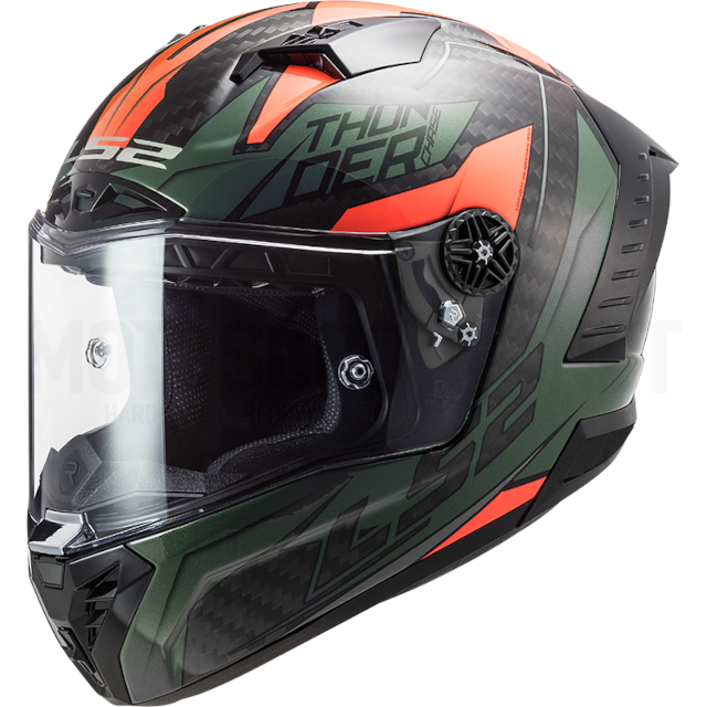 Casco integral LS2 FF805 Thunder Chase carbono-verde-naranja